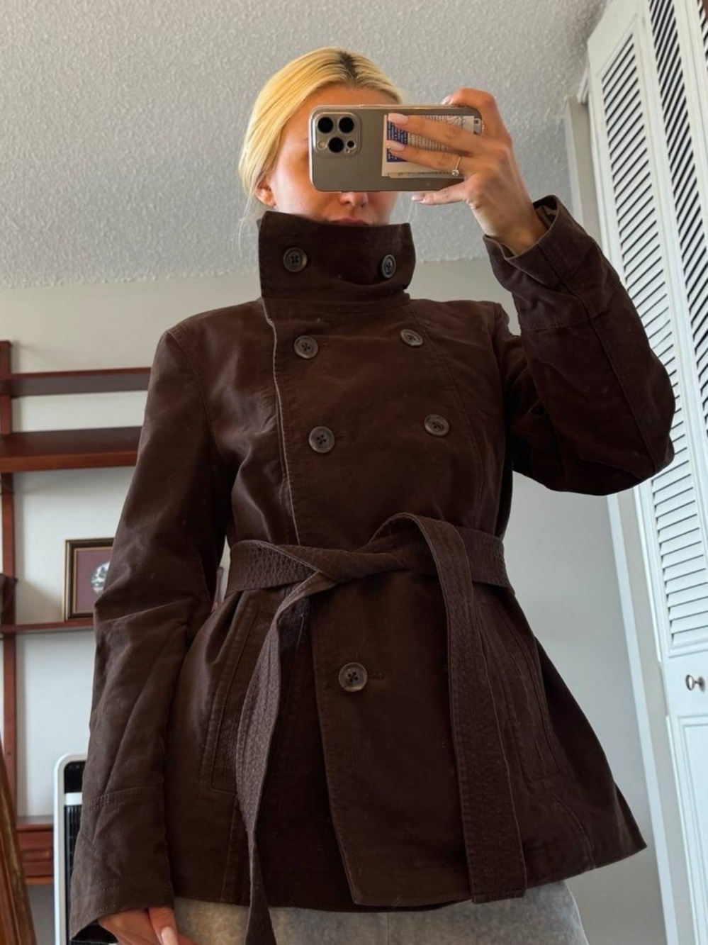 Gap Women's Brown Belted Trench Coat Size Large